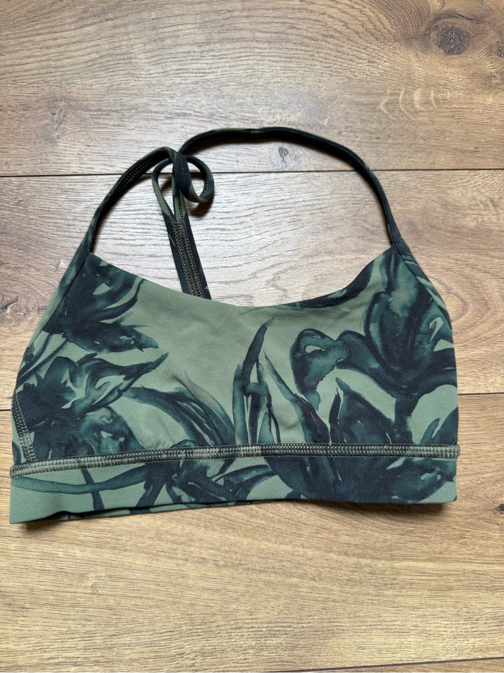 lululemon athletica Olive Green & Black Floral Sports Bra